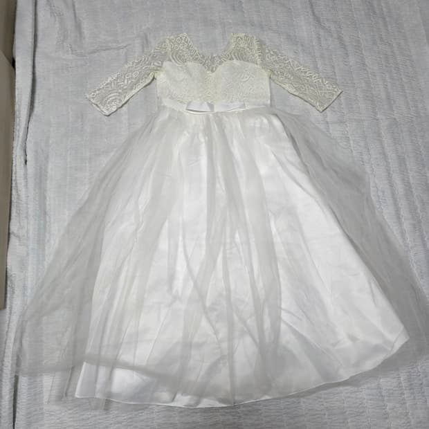 일본빈티지)웨딩무드st 화이트 히메 레이스 샤 파티 아동 드레스
