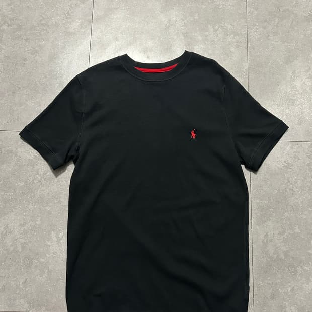 랄프로렌 폴로 블랙 컬러  와플니트 숏슬리브 티셔츠  95size  
