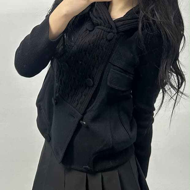 [55] 시스템 한섬 SYSTEM 케이블 니트 레이어드 울 자켓