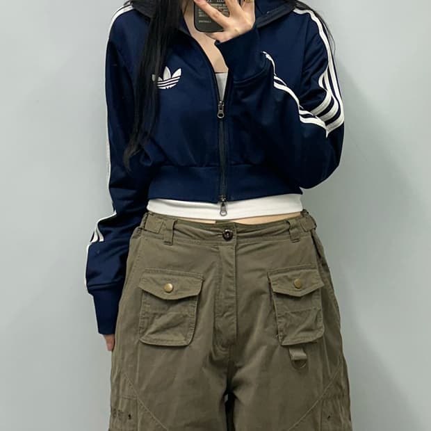 아디다스 파이어버드 네이비 투웨이 크롭 져지