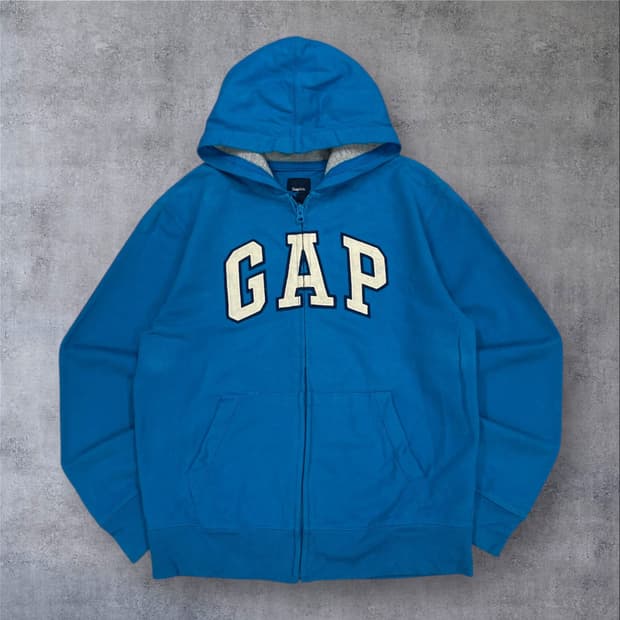 GAP 스카이 컬러 스펠아웃 빅로고 후드 집업