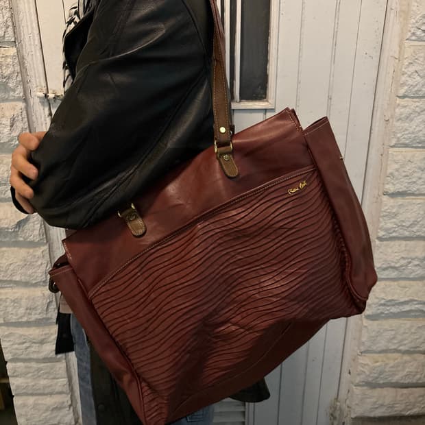 vtg cowhide wave tote bag