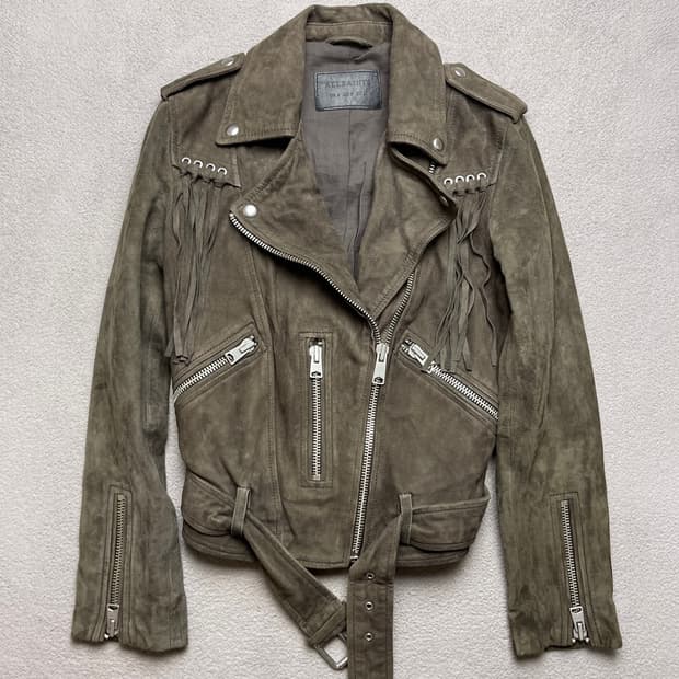 [4] all saints 올세인츠 가죽 프린지자켓- - 라이더자켓 (여