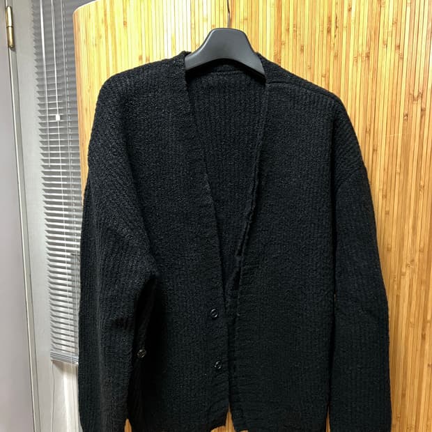 무명 더블 레이어드 가디건 블랙