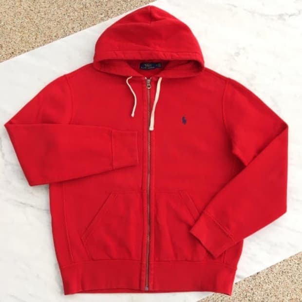 레드 폴로 후드집업