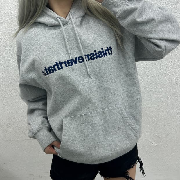 디스이즈네버댓 센터로고 그레이 후드 M