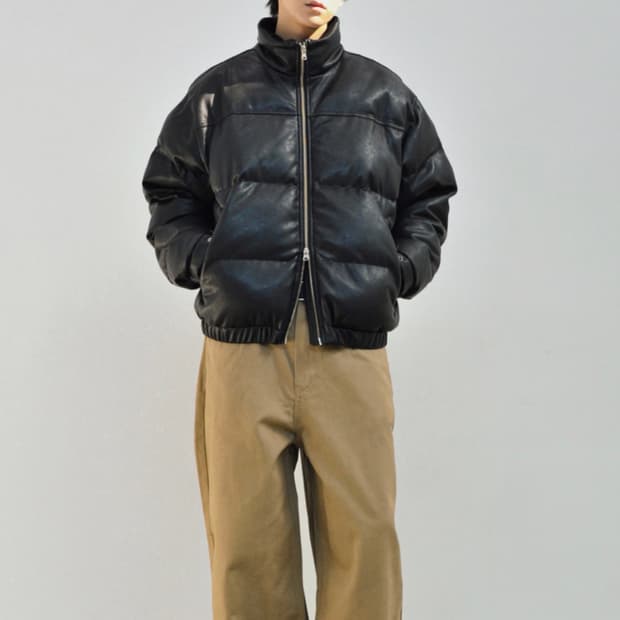 로파이 글래스턴 덕다운 푸퍼 레더 패딩 L