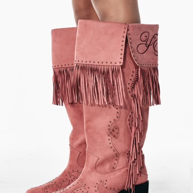 [구매] 와이이이엘 스터디드 프린지 부츠 핑크 250