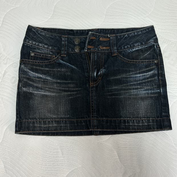 아야즈 빈티지 진청 치마 워싱 미니스커트