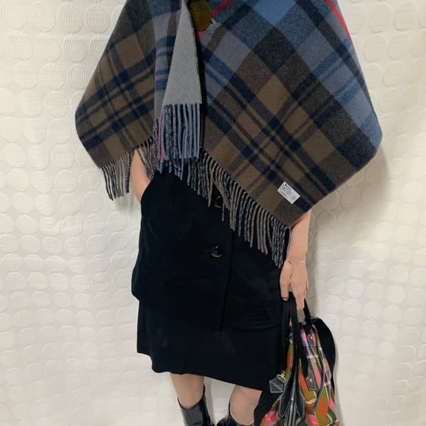 vivienne westwood 양면 사용 체크 울 머플러