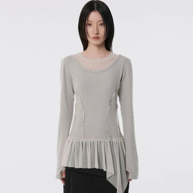 플레어업 레이어드 레이스 롱 슬리브 그레이
