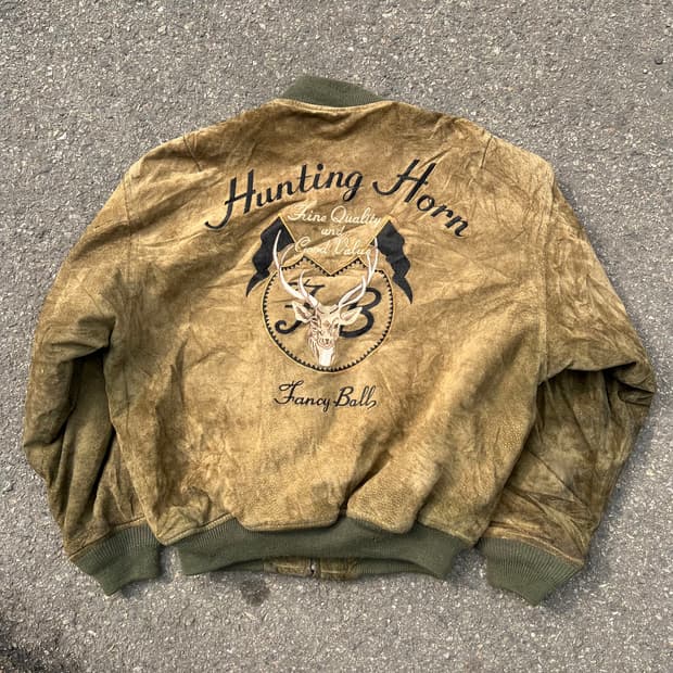 90‘s Fancy Ball 피그 스웨이드 레더 봄버 자켓