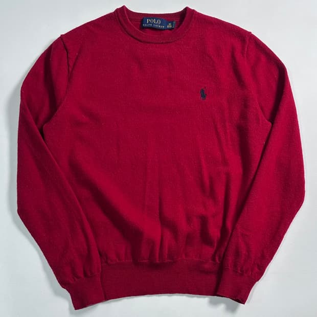 폴로 랄프로렌 레드 울 니트
