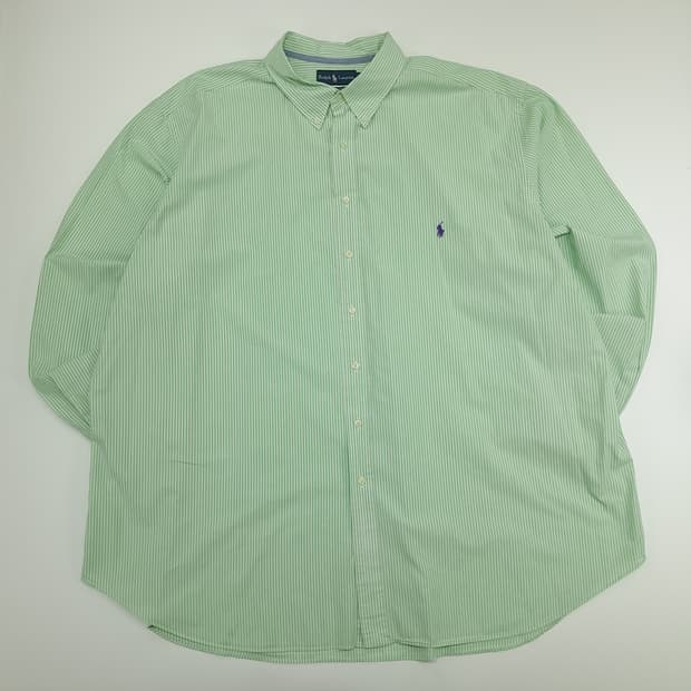 CN772 4XLT 폴로 랄프로렌 그린 스트라이프 긴팔 셔츠 남방
