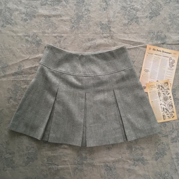 jpn vintage mint gray wool pleats skirt