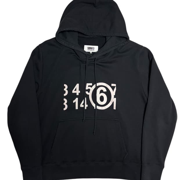 [정품] MM6 메종 마르지엘라 서클 6 로고 블랙 후드티 S
