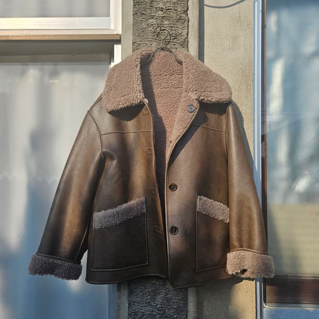 파사드패턴 빈티지 램스울 리버시블 무스탕 브라운 S, 1사이즈