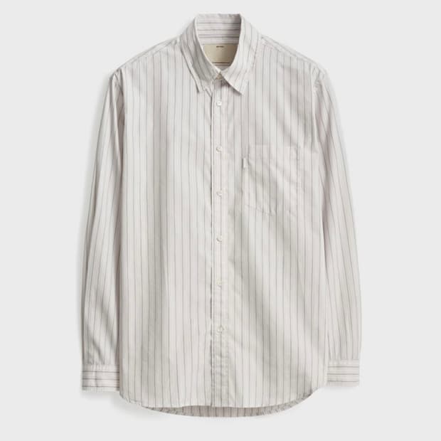 3 포터리 다운 셔츠 실버 스트라이프