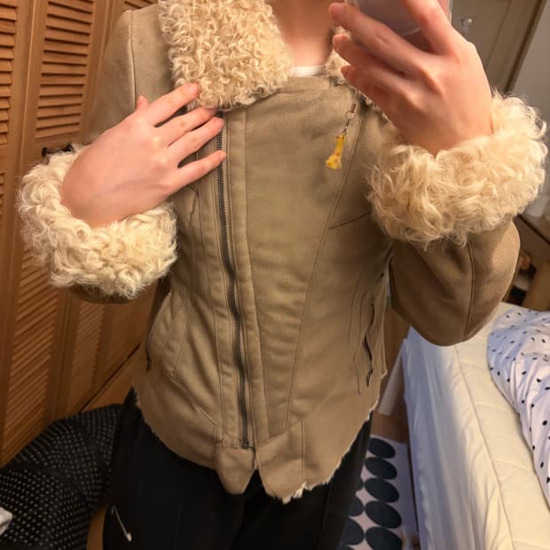 빈티지 퍼 트리밍 스웨이드 자켓 무스탕