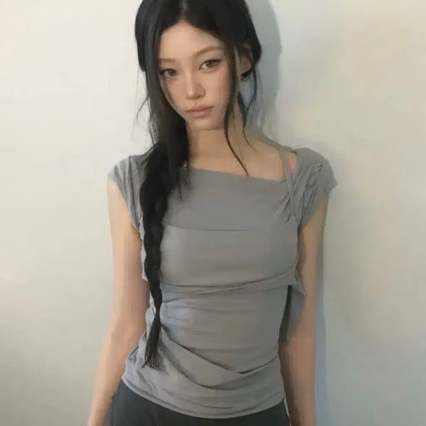 플레어업 레이어드 반팔 차콜
