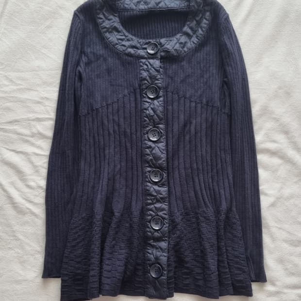 빈티지 긱시크 오리엔탈 네이비 단추 탑