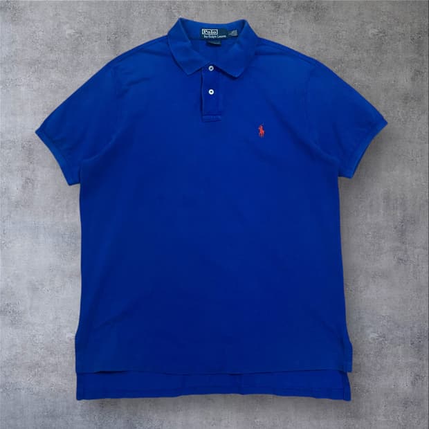 폴로 랄프로렌 스몰 포니 로고 블루 카라 반팔티