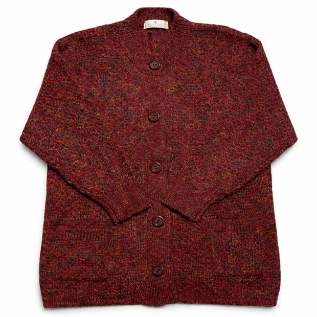 JPN 90s 일본 빈티지 모리걸 아메카지 울 니트 가디건 멜란지 버건디