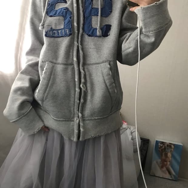 아베크롬비 그레이 빅로고 후드집업