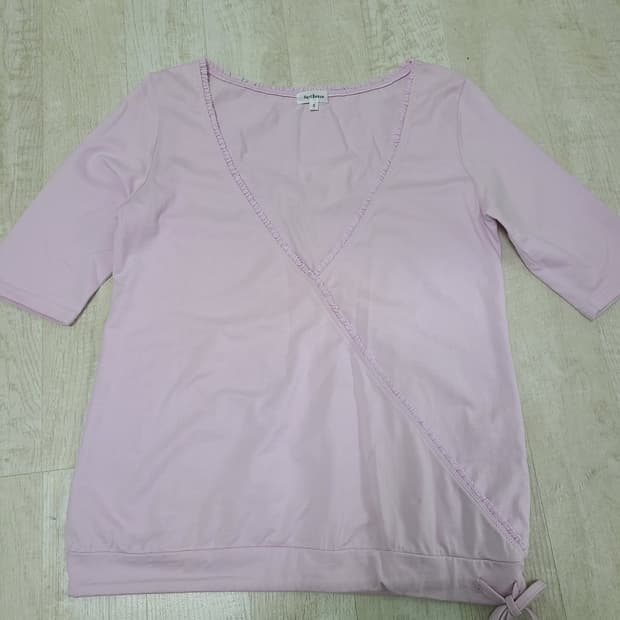 핑크 보라색 레이어드 티