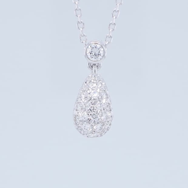 미키모토 천연다이아몬드 0.27캐럿 18K 화이트골드 드롭 펜던트 목걸이