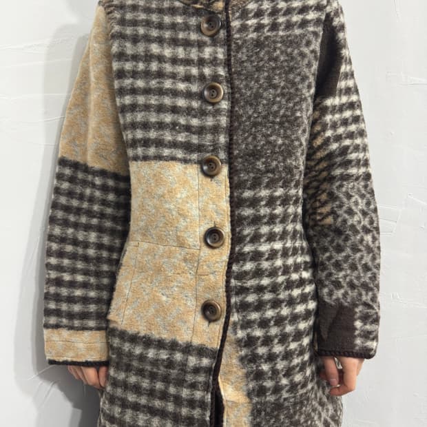 g.lu pattern button wool coat