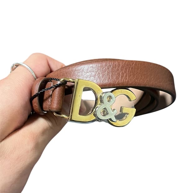 Dolce & Gabbana D&G버클 브라운 레더 벨트