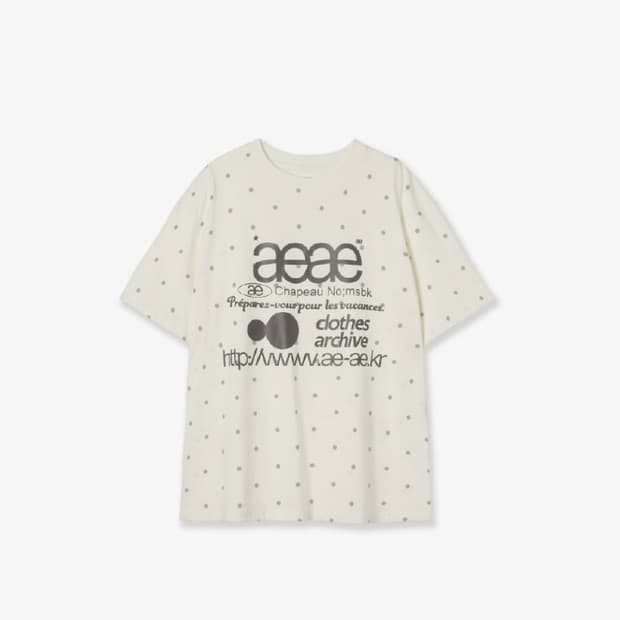 Aeae WEB LOGO DOT T-SHIRTS - cream