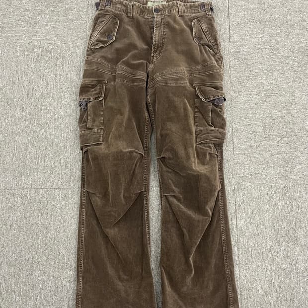 Brown corduroy wide cargo pants