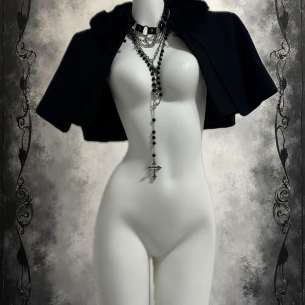 black fur short cape