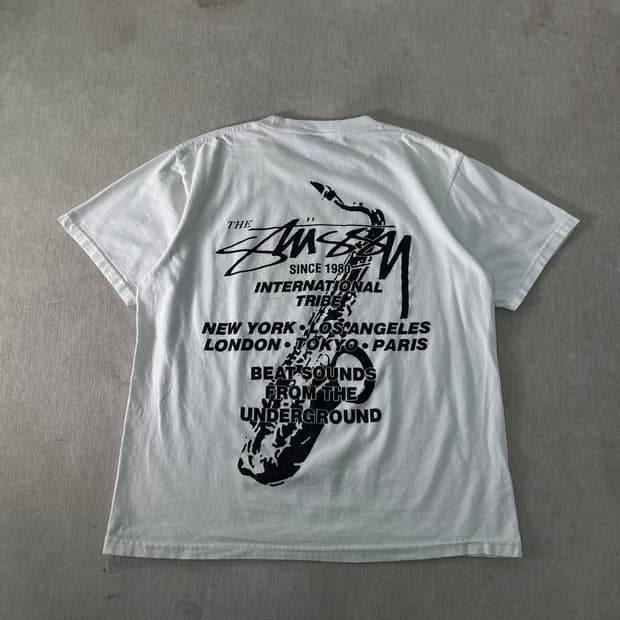 100 스투시 비트 사운드 피그먼트 다이드 반팔 티셔츠