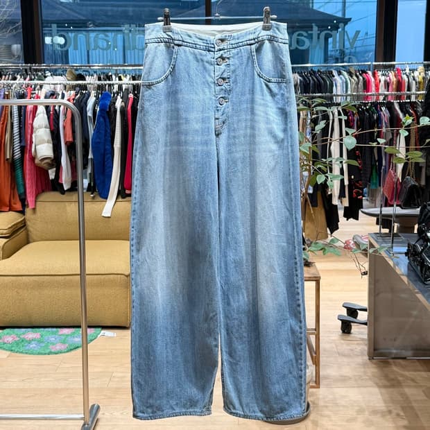 mm6 데님 플라이버튼 와이드 팬츠 