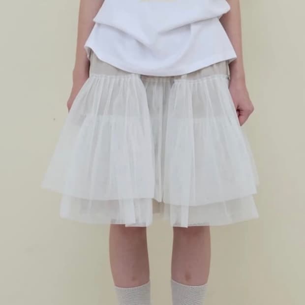 노컨텐츠 메쉬 플레어 스커트