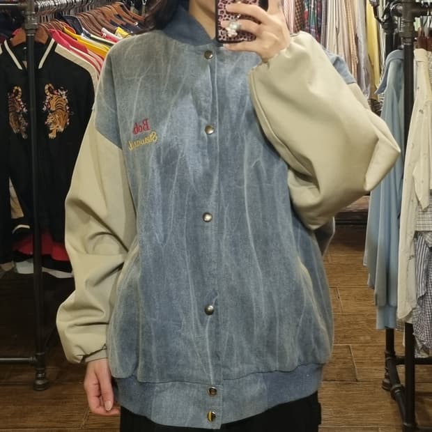 [Hi] vtg 빈티지 데님 바시티 자켓 블루