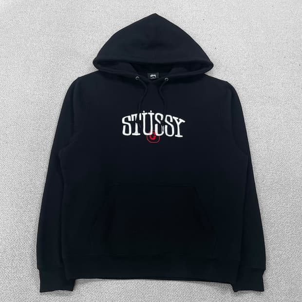 스투시 Stussy 클래식 로고 후드티 블랙
