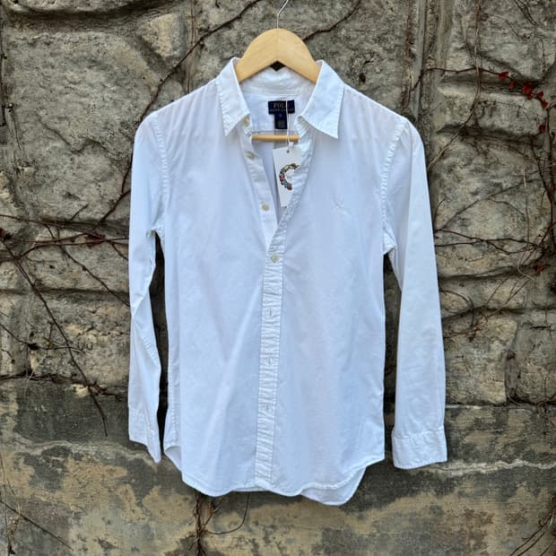 폴로 랄프로렌 빈티지 화이트 코튼 셔츠 유니폼 여성 우먼