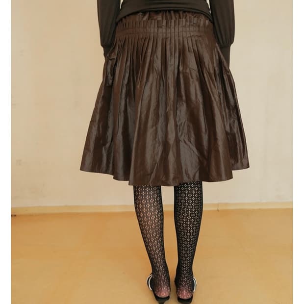 콜로신스 핀턱 미디스커트 brown (S)