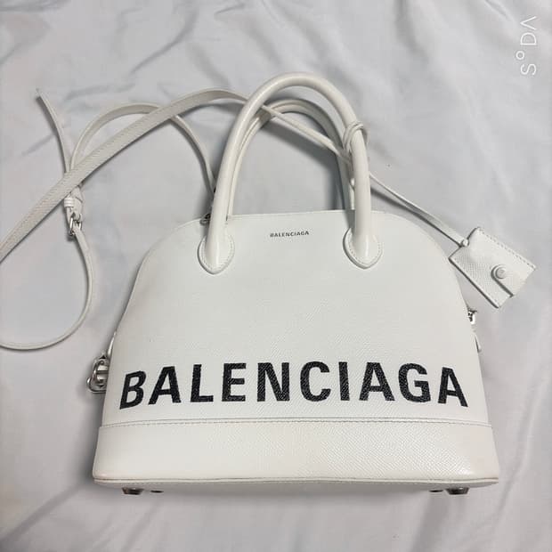 발렌시아가 빌 탑 핸들 화이트 토트백
