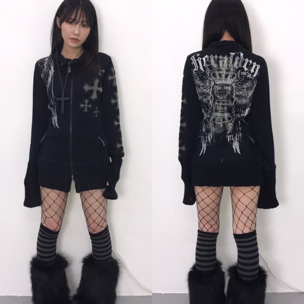 Durer Angel Wing Gothic Cross zip up