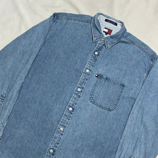 L 타미 진스 데님 셔츠