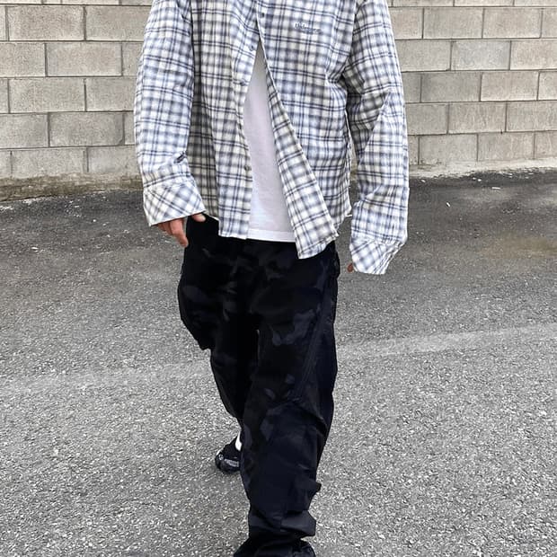 [1] 언더마이카 mu.37 체크 셔츠 화이트 블루 무.37