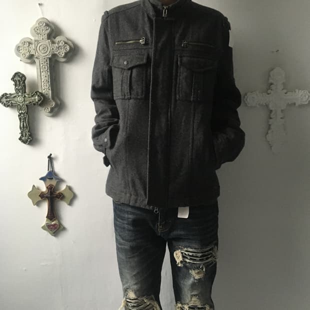 High neck woolen jacket