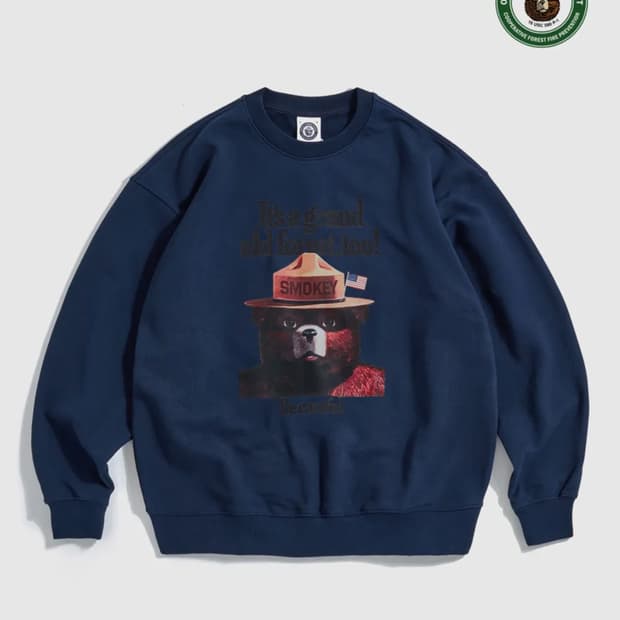 [에스피오나지] 스모키베어 Be Careful Sweat Navy L