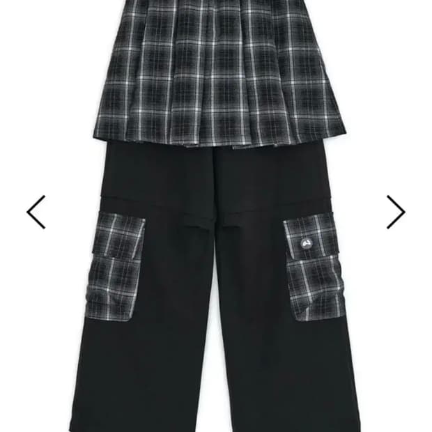허그유어스킨 체크스커트 레이어드 팬츠