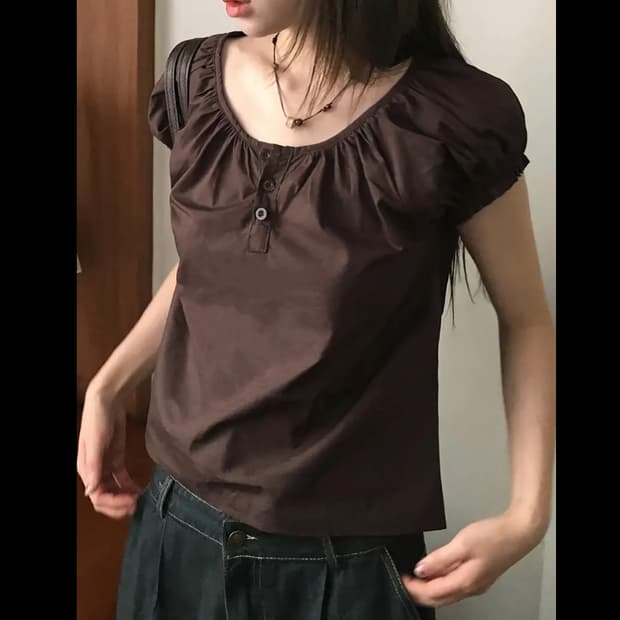 빈티지 브라운 블라우스